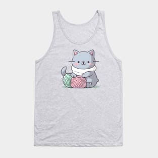 Gray Knitter Kitten Tank Top